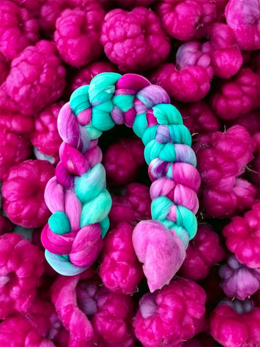 Merino Wool Top ( Roving ) - Raspberry Ripple