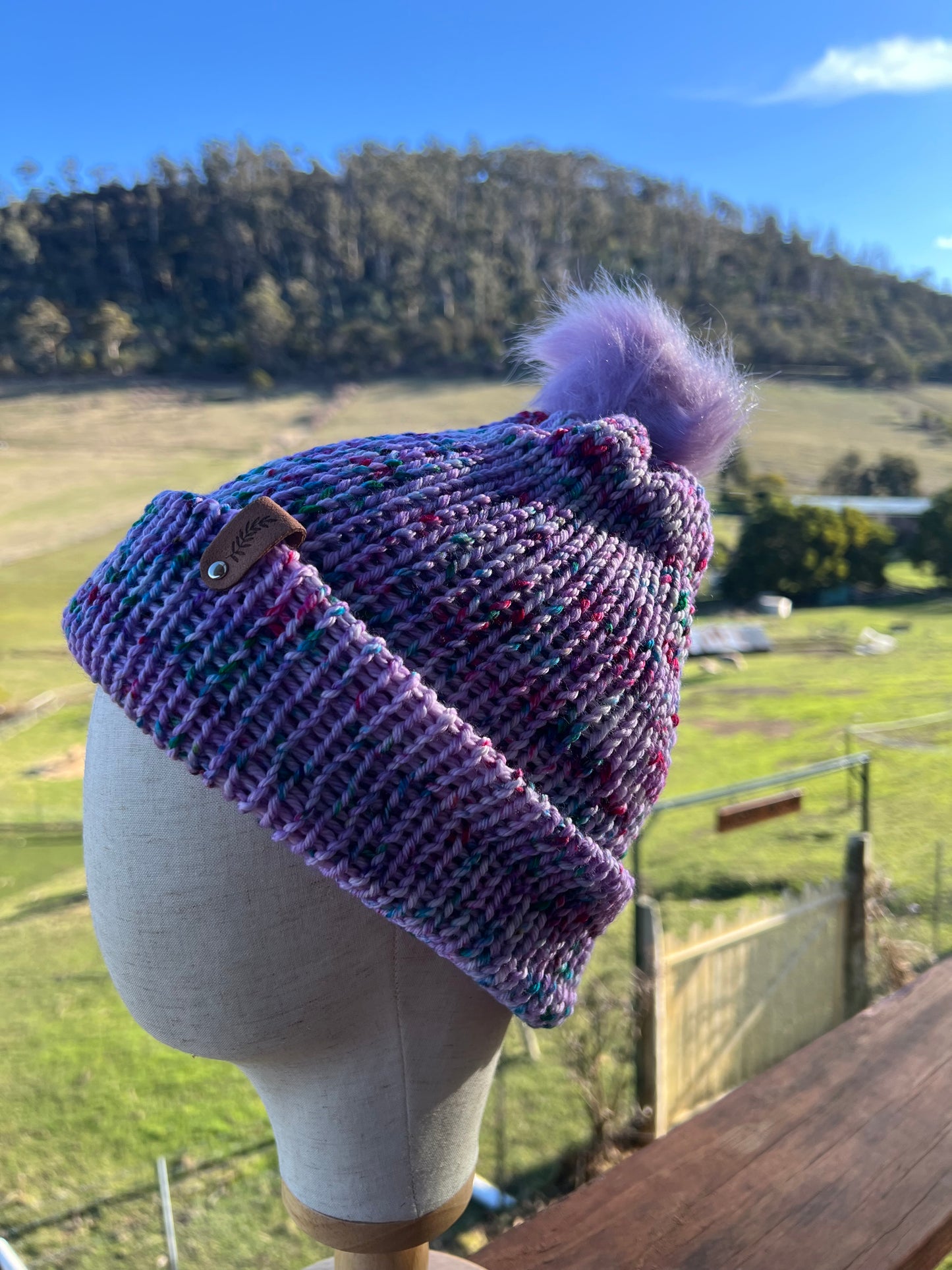 Merino Wool Beanie - Lavender Green