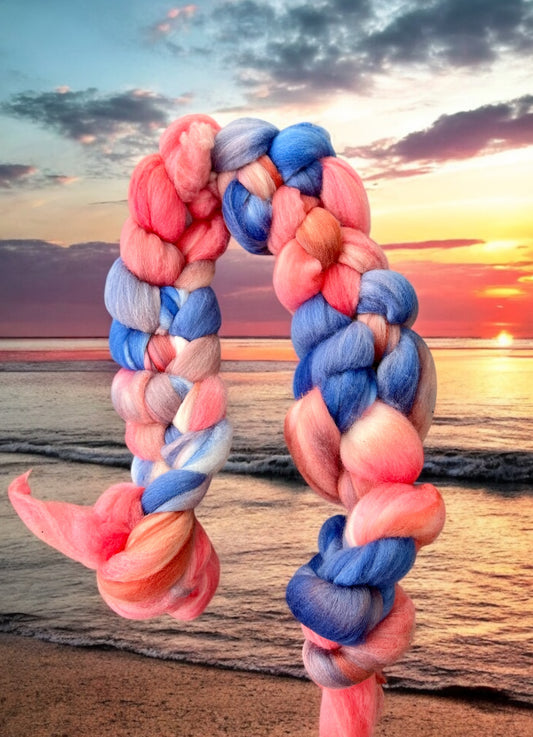 Merino Wool Top ( Roving) - Sunset Dream