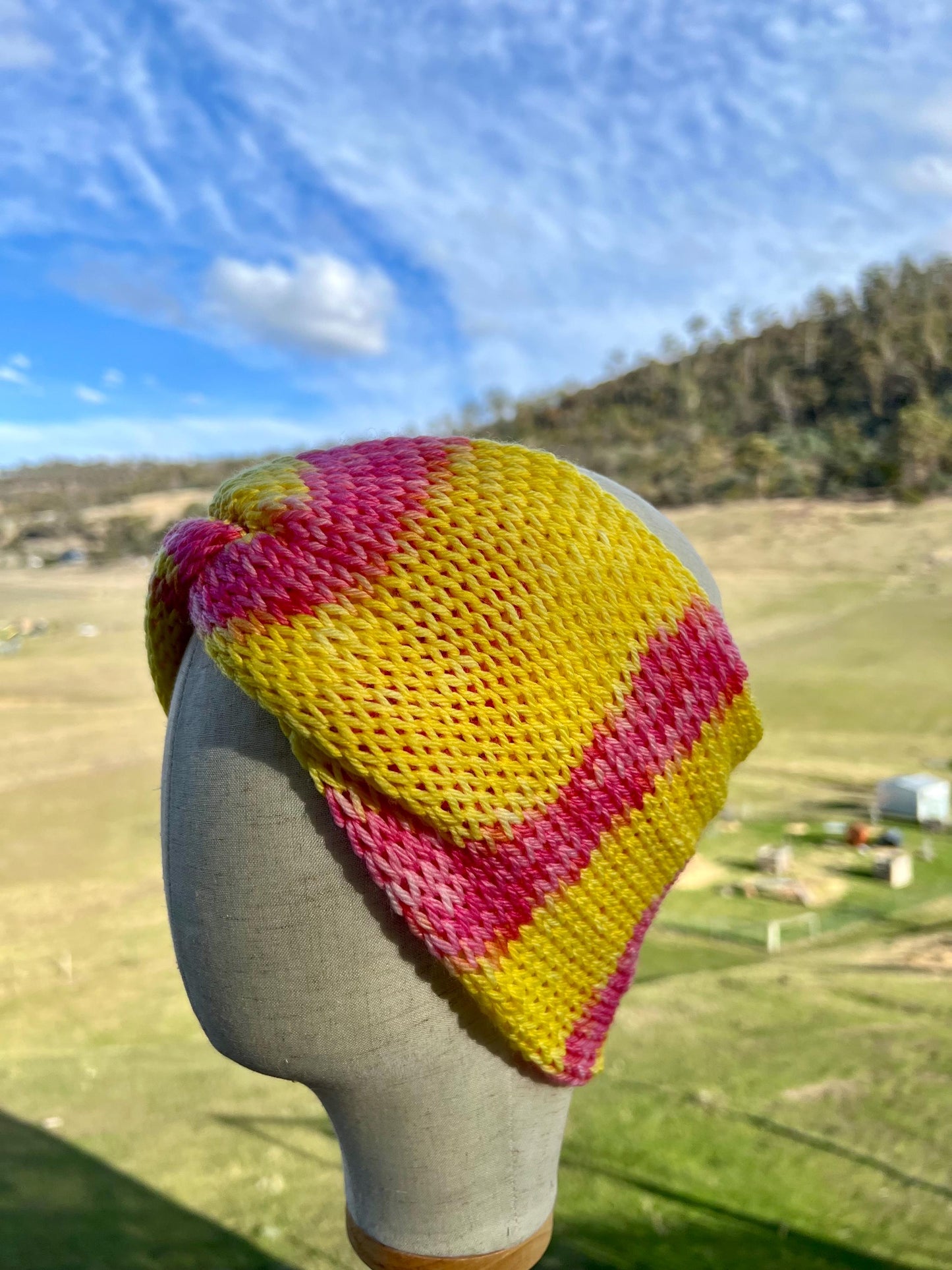 Merino Wool Ear Warmer Headband - Sherbet Lemon