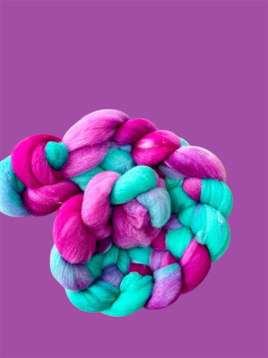 Merino Wool Top ( Roving ) - Raspberry Ripple