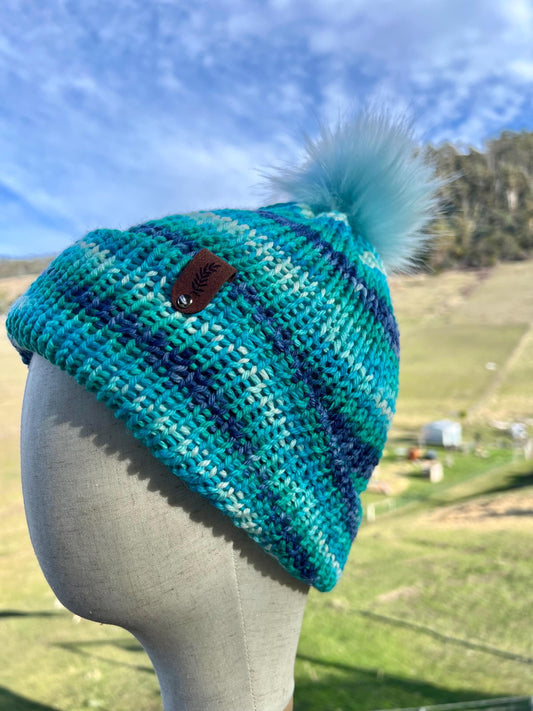 Merino Wool Beanie - Coastal Dreams
