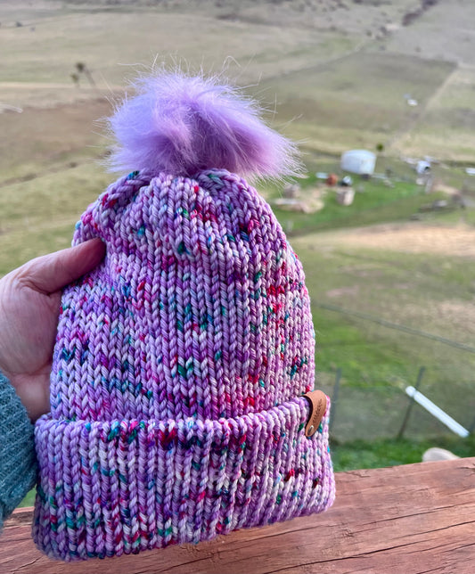 Merino Wool Beanie - Lavender Green