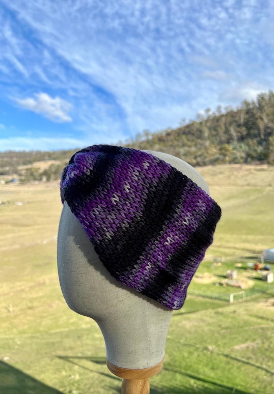 Merino Wool Ear Warmer Headband - Midnight Sky