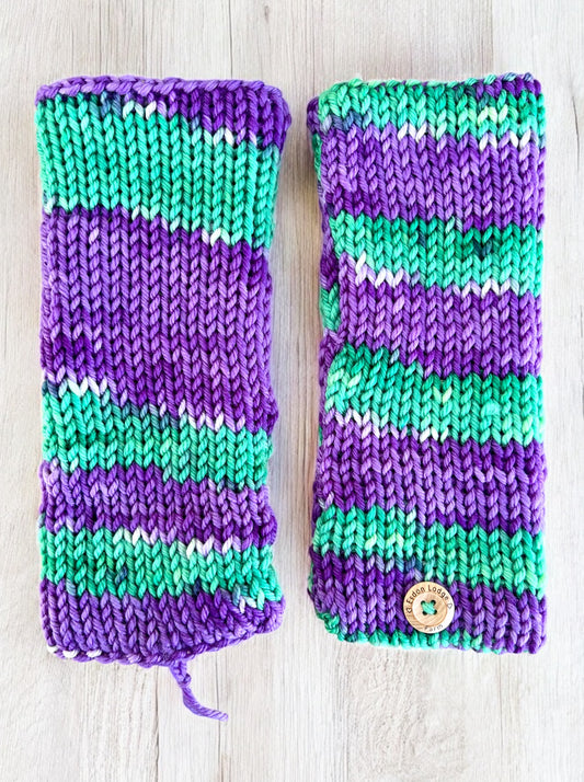 Fingerless Gloves Merino Wool- Country Iris