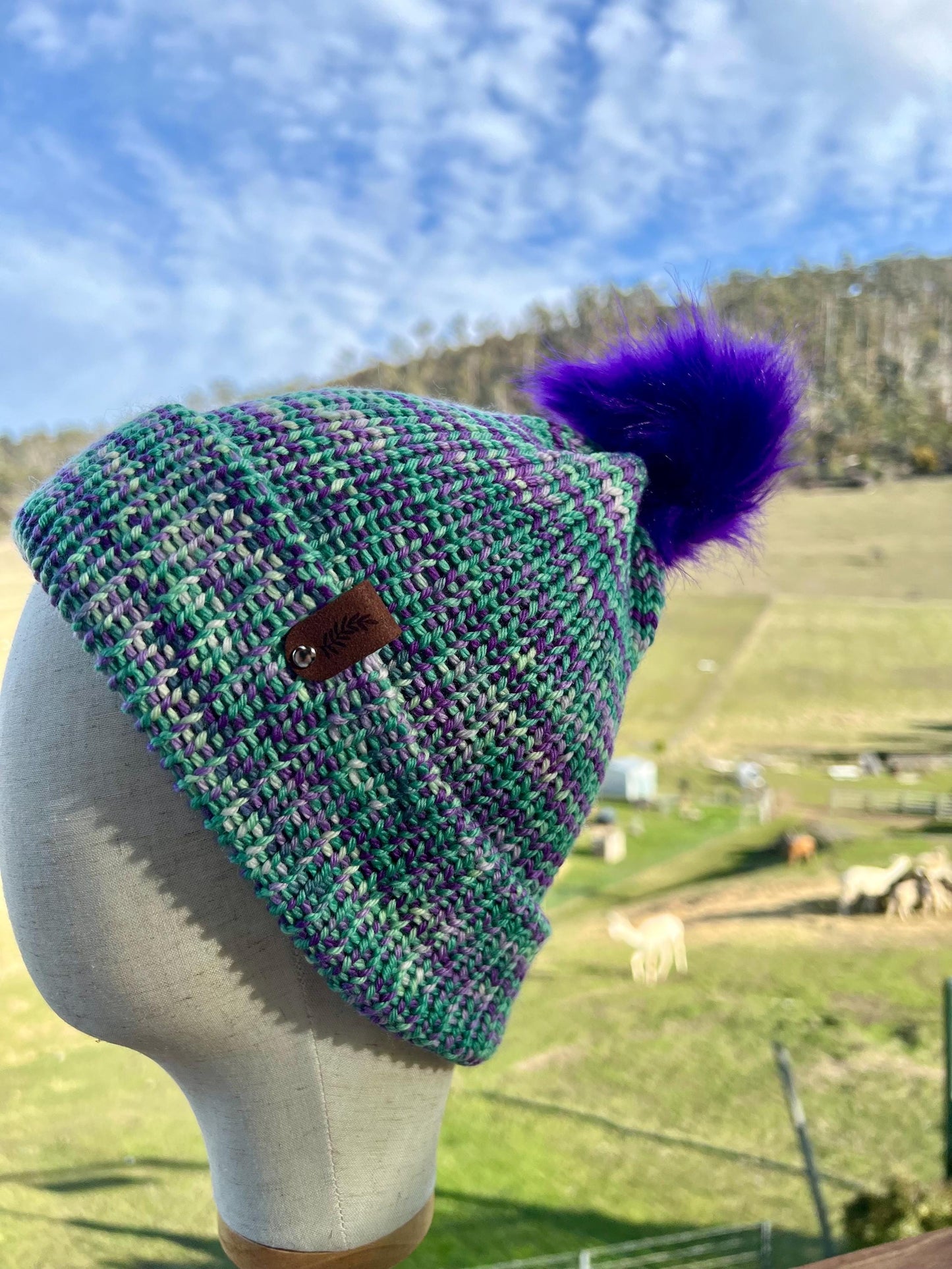 Merino Wool Beanie - Country Iris