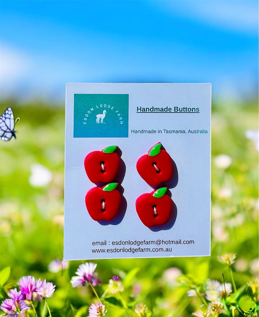 Handmade Red Apple Buttons