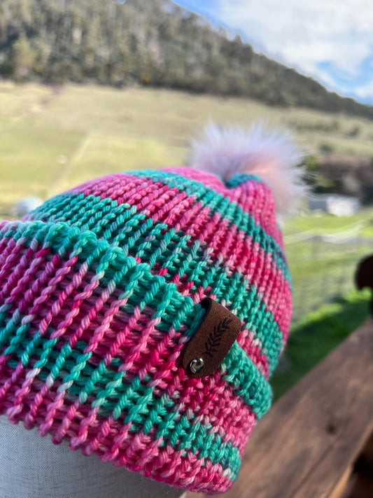 Merino Wool  Beanie - Pink Lady Apple