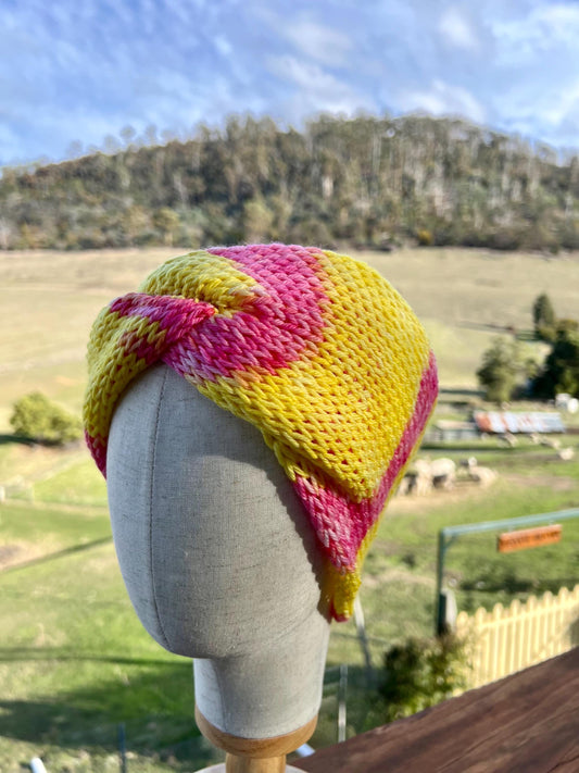 Merino Wool Ear Warmer Headband - Sherbet Lemon
