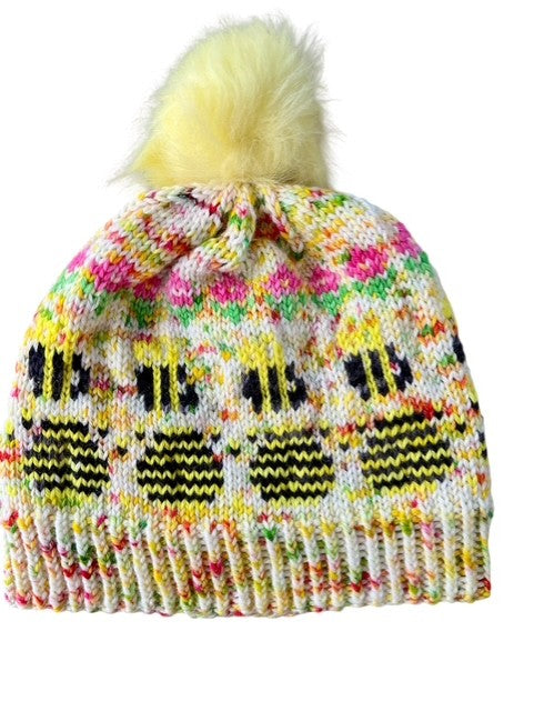 Merino Wool Beanie - Honey Blossom Bumblebees