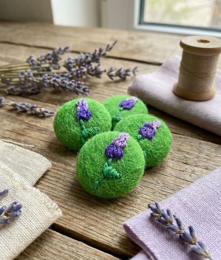 Embroidered Lavender buttons