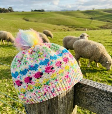 Merino Wool Beanie - Confetti Pink Sheep