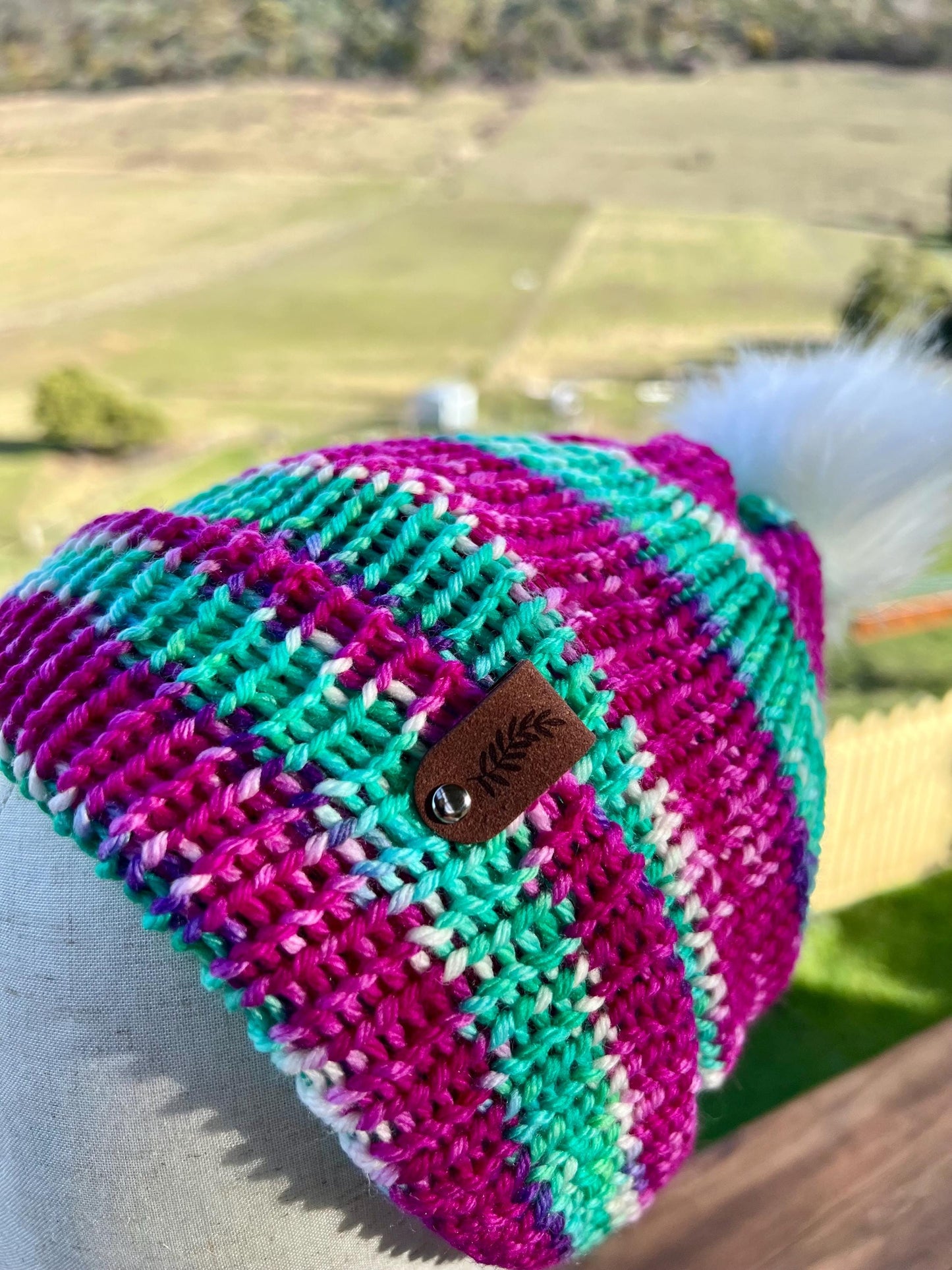 Merino Wool Beanie -Raspberry Ripple