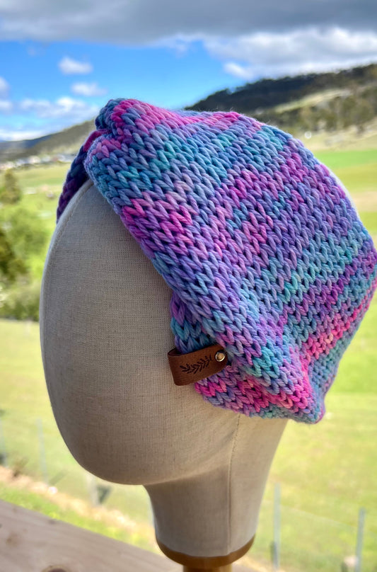 Merino Wool Ear Warmer Headband - Sweet Peas