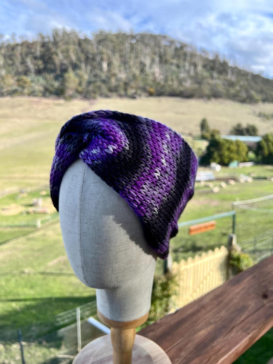 Merino Wool Ear Warmer Headband - Midnight Sky