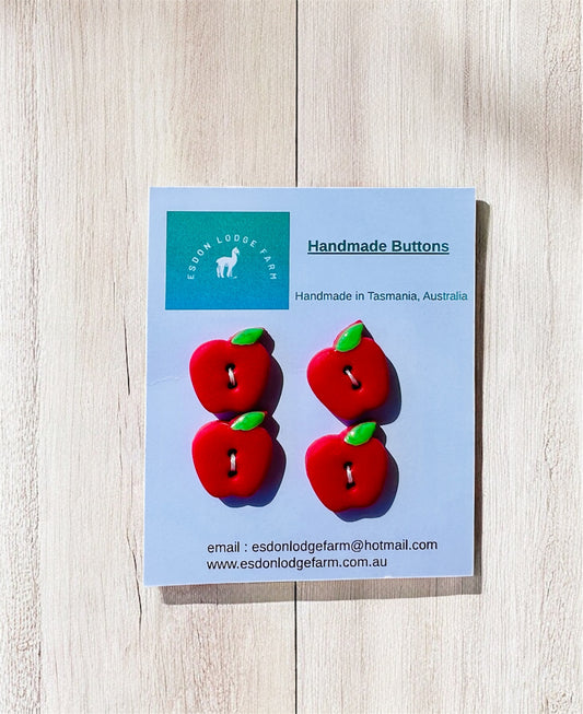 Handmade Red Apple Buttons