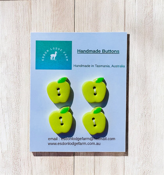 Handmade Green Apple Buttons