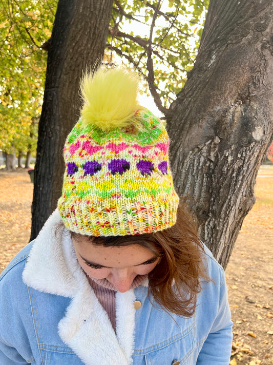 Merino Wool Beanie - Honey Blossom Purple Sheep