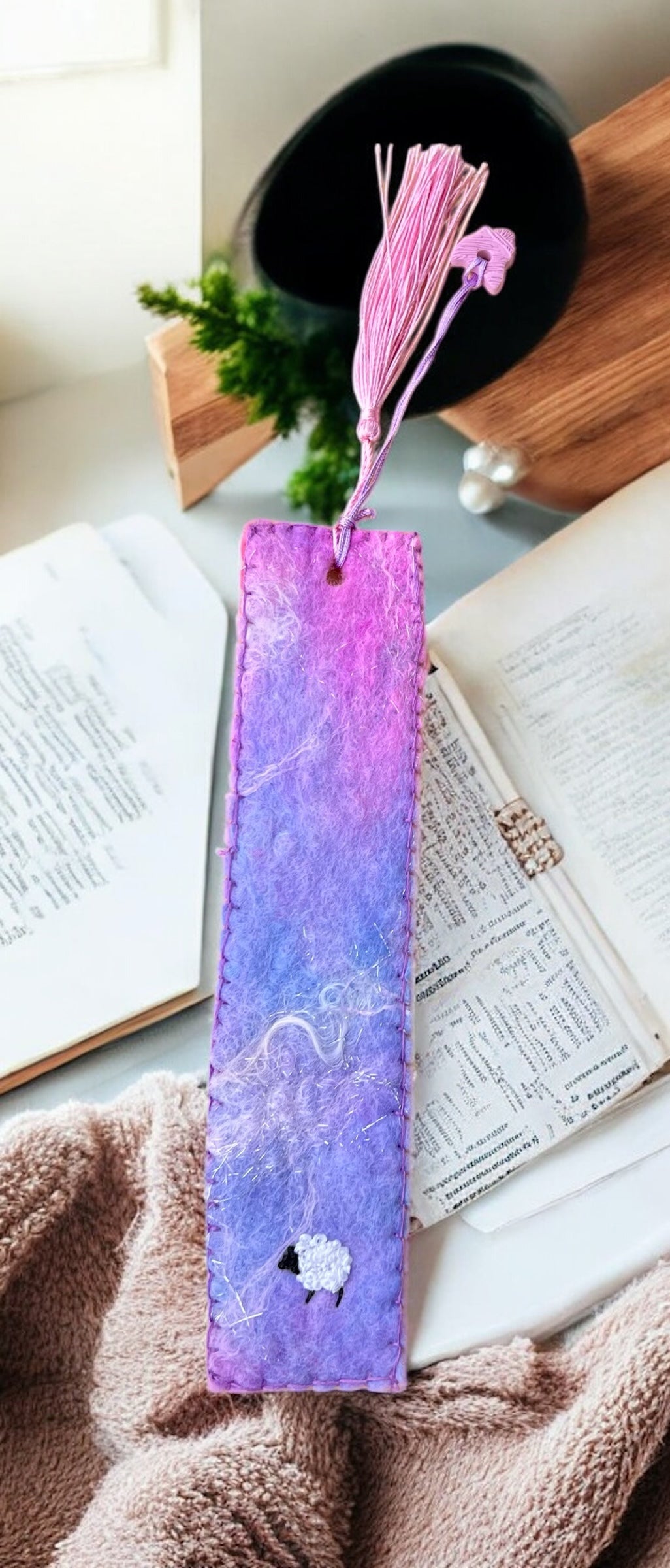 Felted Handmade Bookmark- Sheep