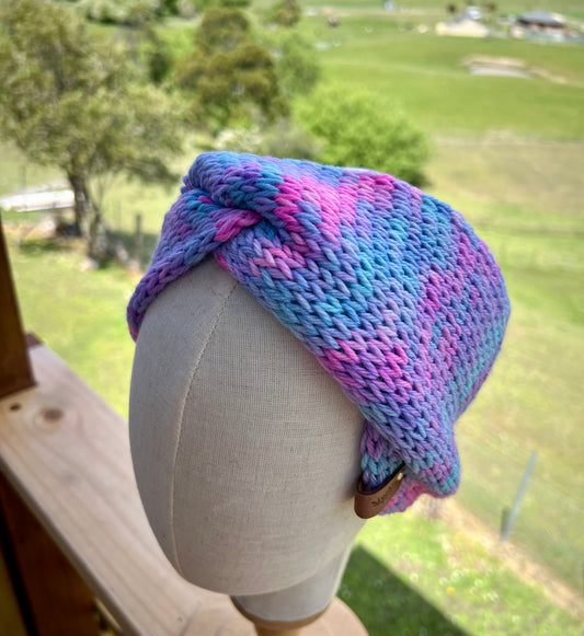 Merino Wool Ear Warmer Headband - Sweet Peas