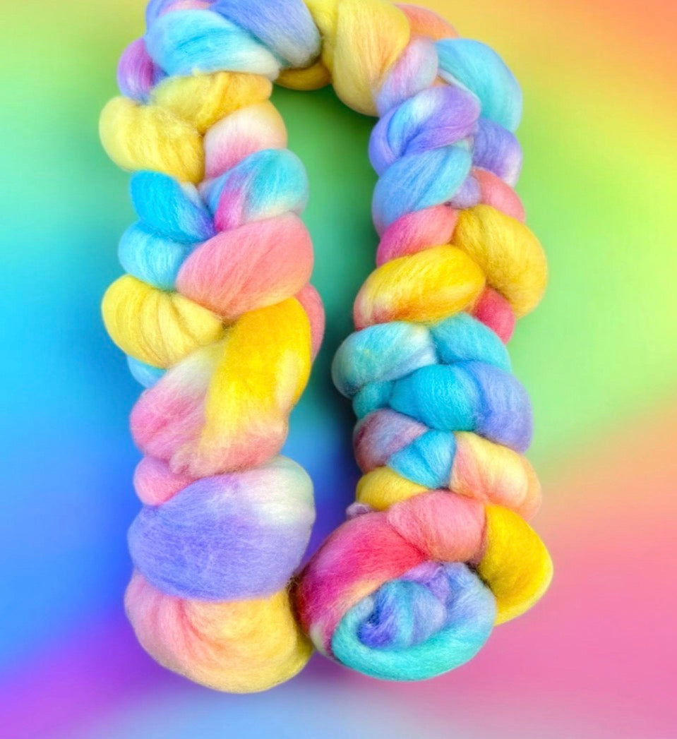 Merino Wool Top ( Roving ) - Rainbow