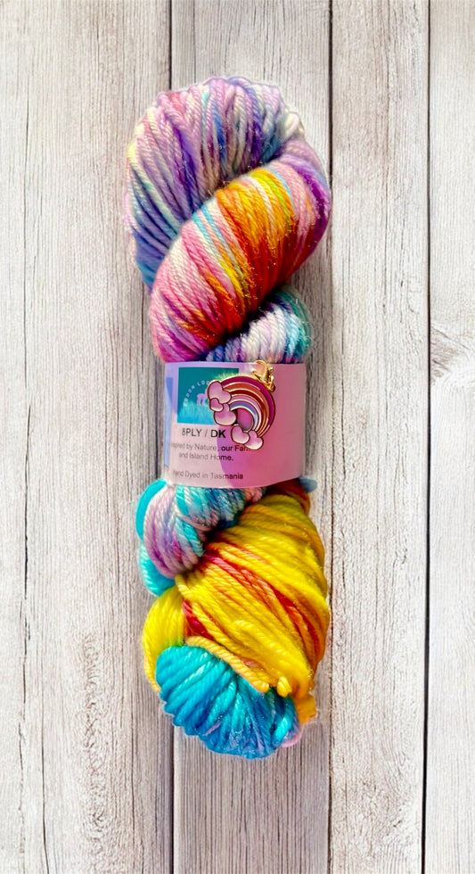 Rainbow 8ply/Dk yarn Australian Merino Wool