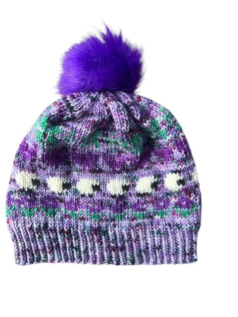 Merino Wool Beanie - Lavender Green Sheep