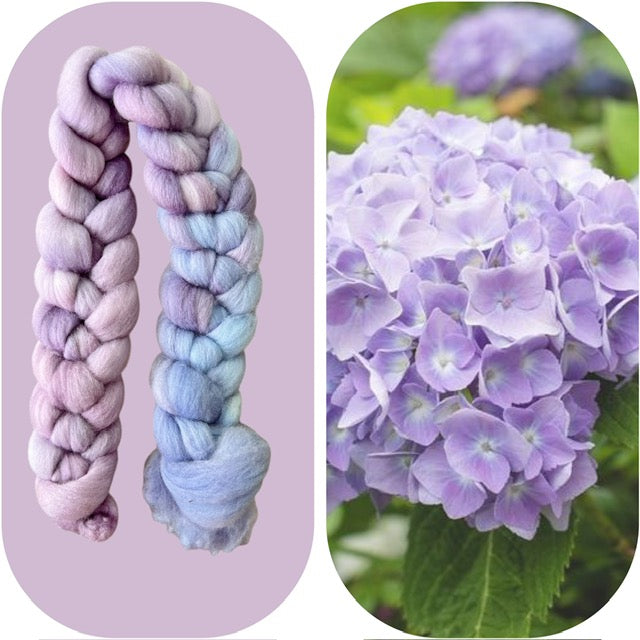 Hydrangea 22 micron Wool Top (roving)