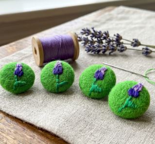 Embroidered Lavender buttons