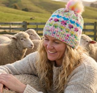 Merino Wool Beanie - Confetti Pink Sheep