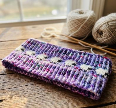 Sheep Headband / Ear warmer - Lavender Green