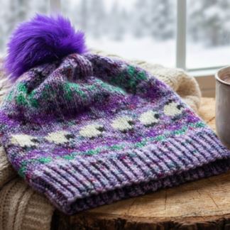 Merino Wool Beanie - Lavender Green Sheep